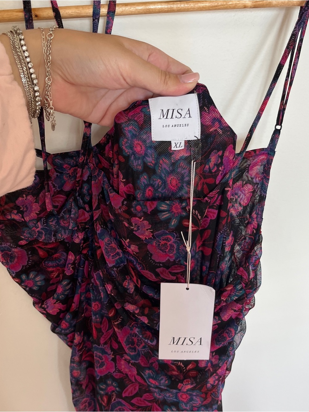 MISA Los Angeles Women's Nicola Shirred Floral Midi-Dress Size XL NWT - Picture 6 of 7